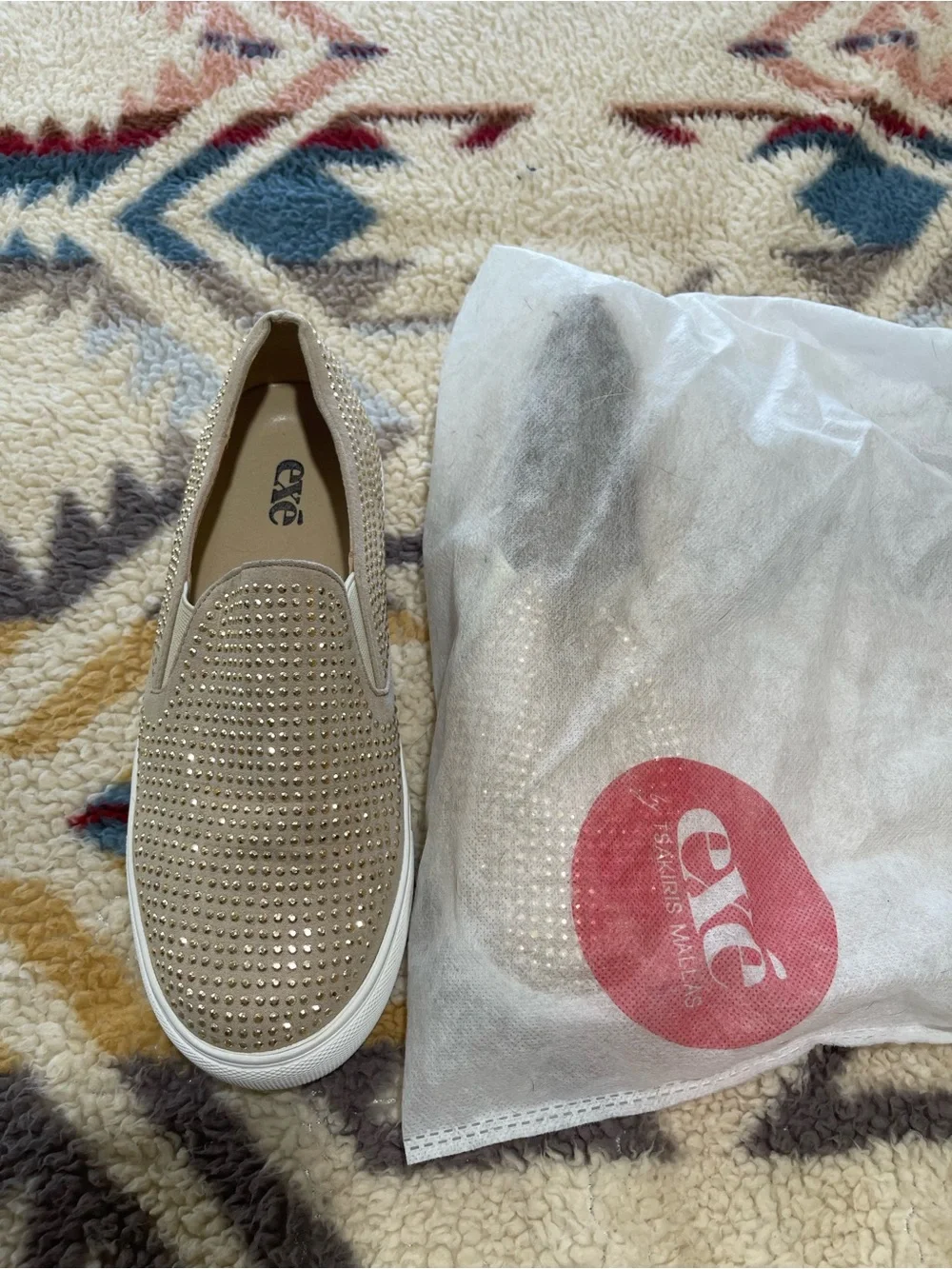 EXE by Tsakiris Mallas Beige Embellished Slip-On Sneakers | EU 39 ✨